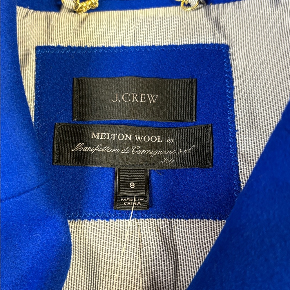 J. Crew Melton Wool Double Breasted Cropped Pea Coat Royal Blue Size 8 NWT - Picture 6 of 8